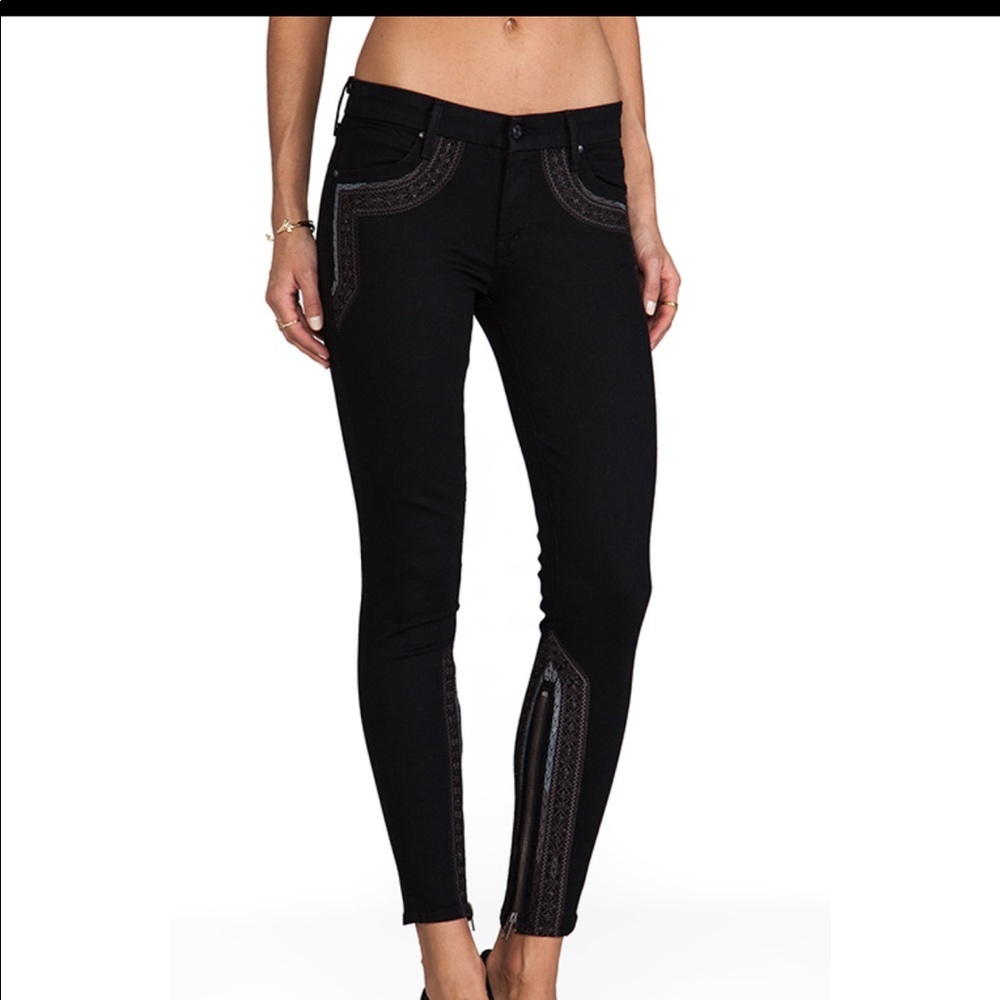 MOTHER jeans the Looker Inside Zip Jeans black 27